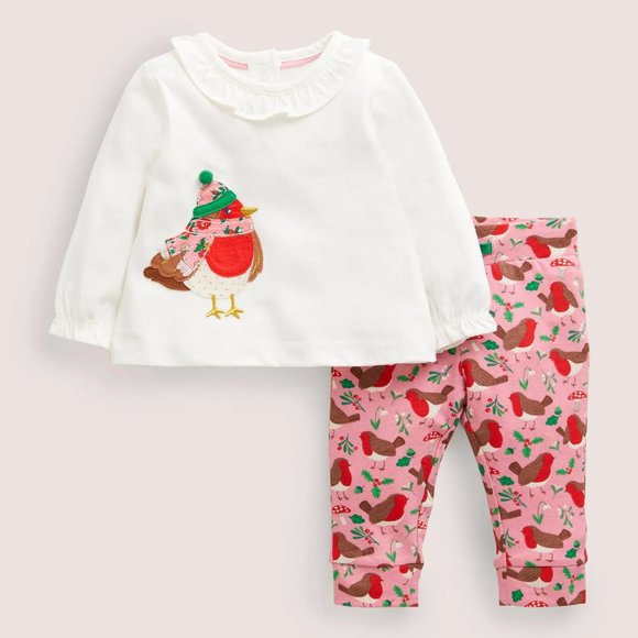 NWOT Mini Boden Appliqué Top & Leggings Set